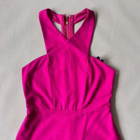 EXPRESS Fuchsia Pink High Neck Halter Mini Dress NEW Women’s Size 4 - Picture 2 of 10